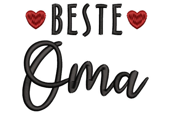 Beste Oma Embroidery Lettering 3 Sizes
