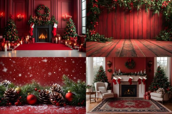 Preview of Festive Christmas Photography Backdrop digital backdrop