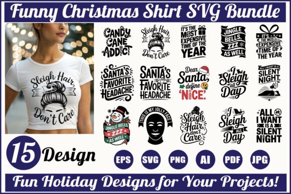Funny Holiday Shirt Svg Bundle Graphics