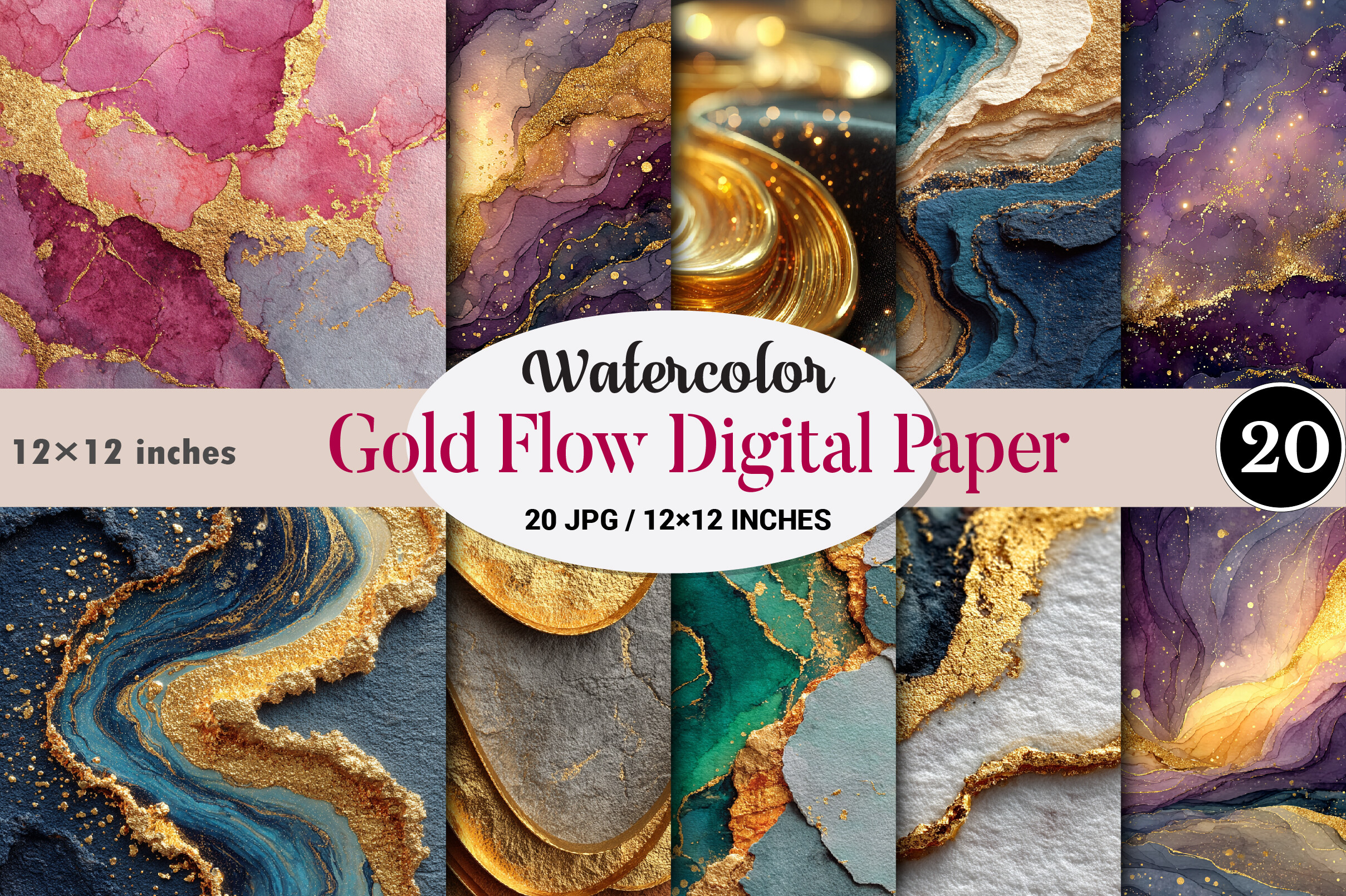 Gold Flow Digital Paper. Graphic by CitraGraphics · Creative Fabrica