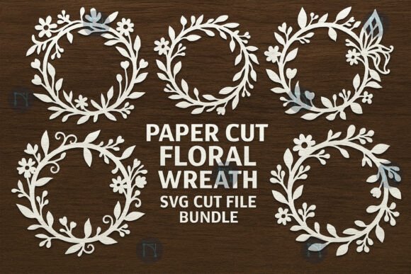 Paper Cut Floral Wreath SVG Bundle · Creative Fabrica