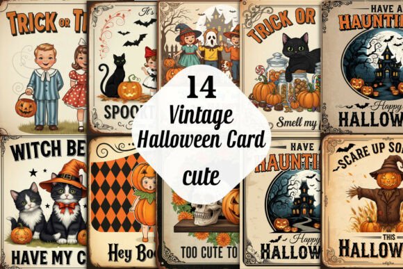 Vintage Halloween Card PNG Sublimation
