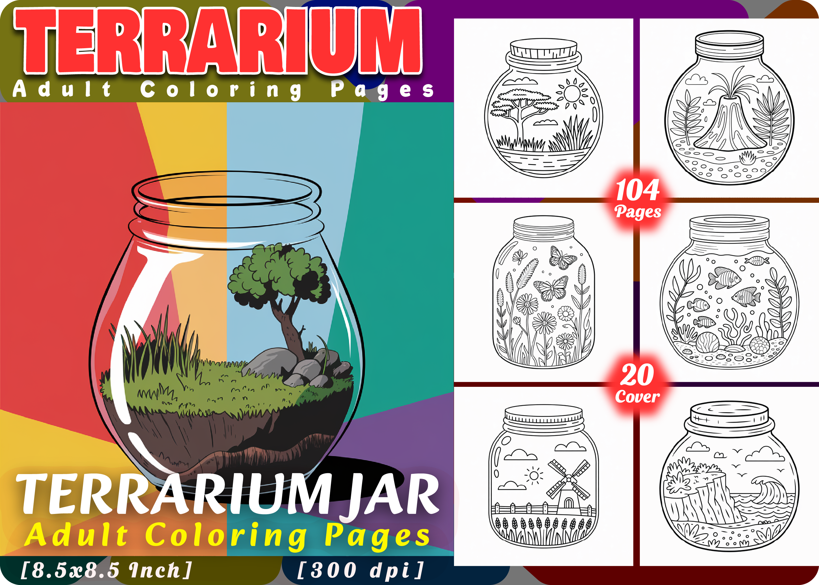 100+ Terrarium Jar Coloring Book Pages