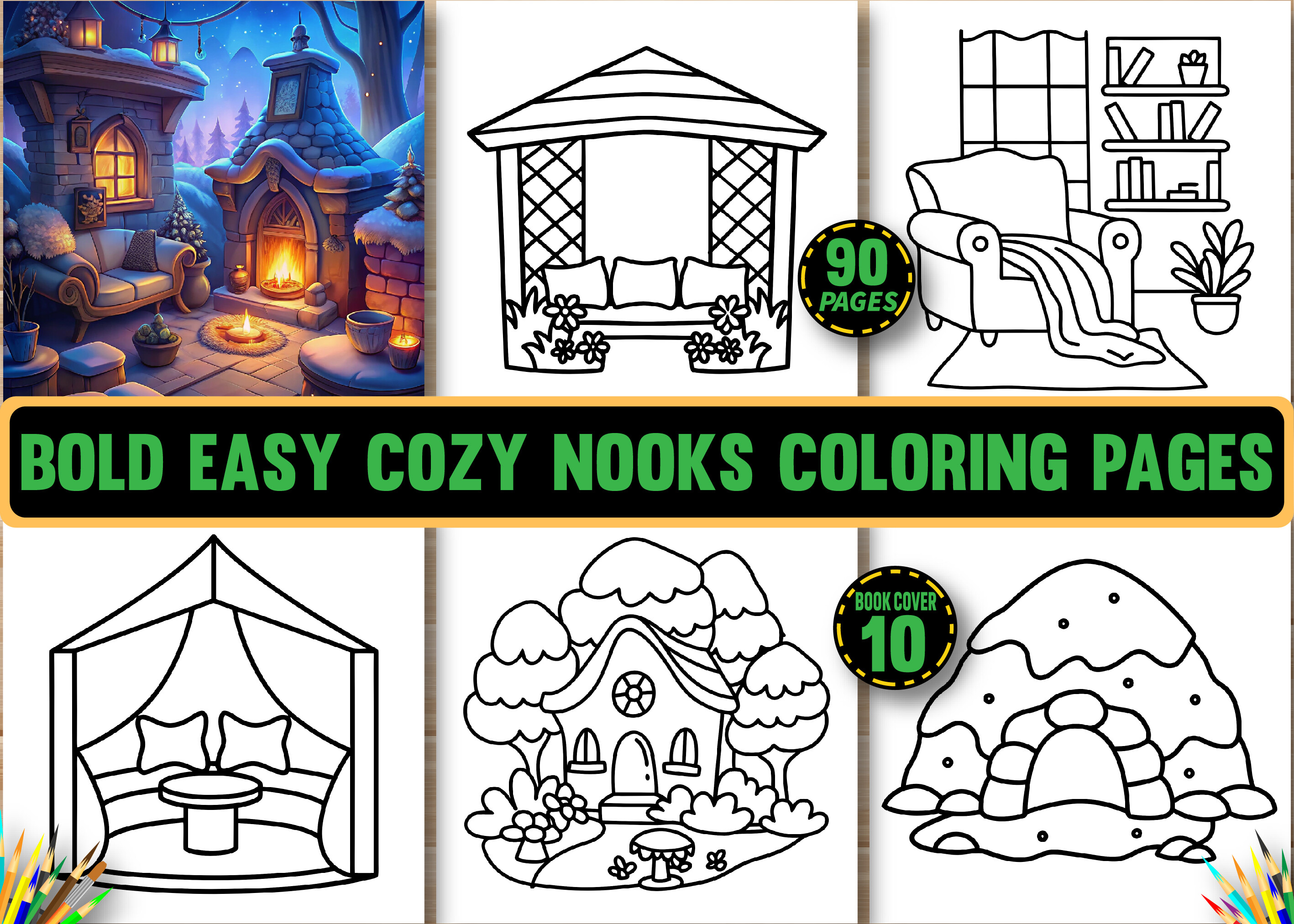 Bold & Easy Cozy Nooks Coloring Pages