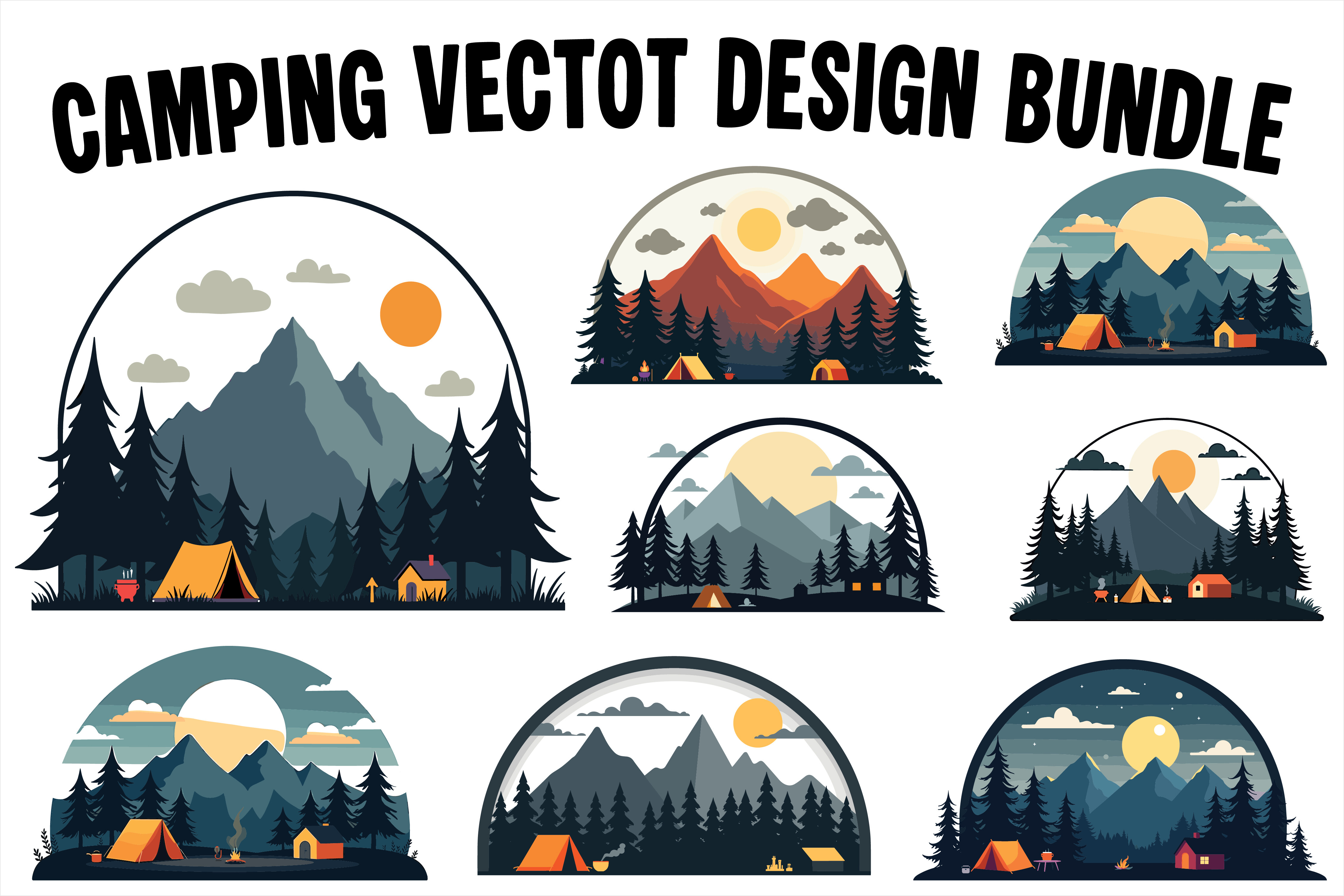 Camping Vector Design Bundle Graphic by Amazin_art · Creative Fabrica