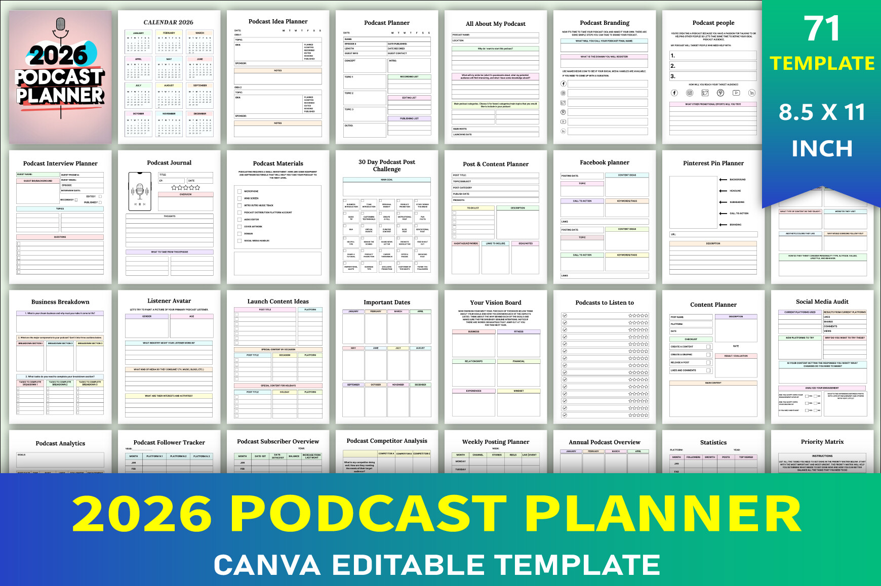 Editable 2026 Podcast Planner Graphic by KDP GALLERY · Creative Fabrica