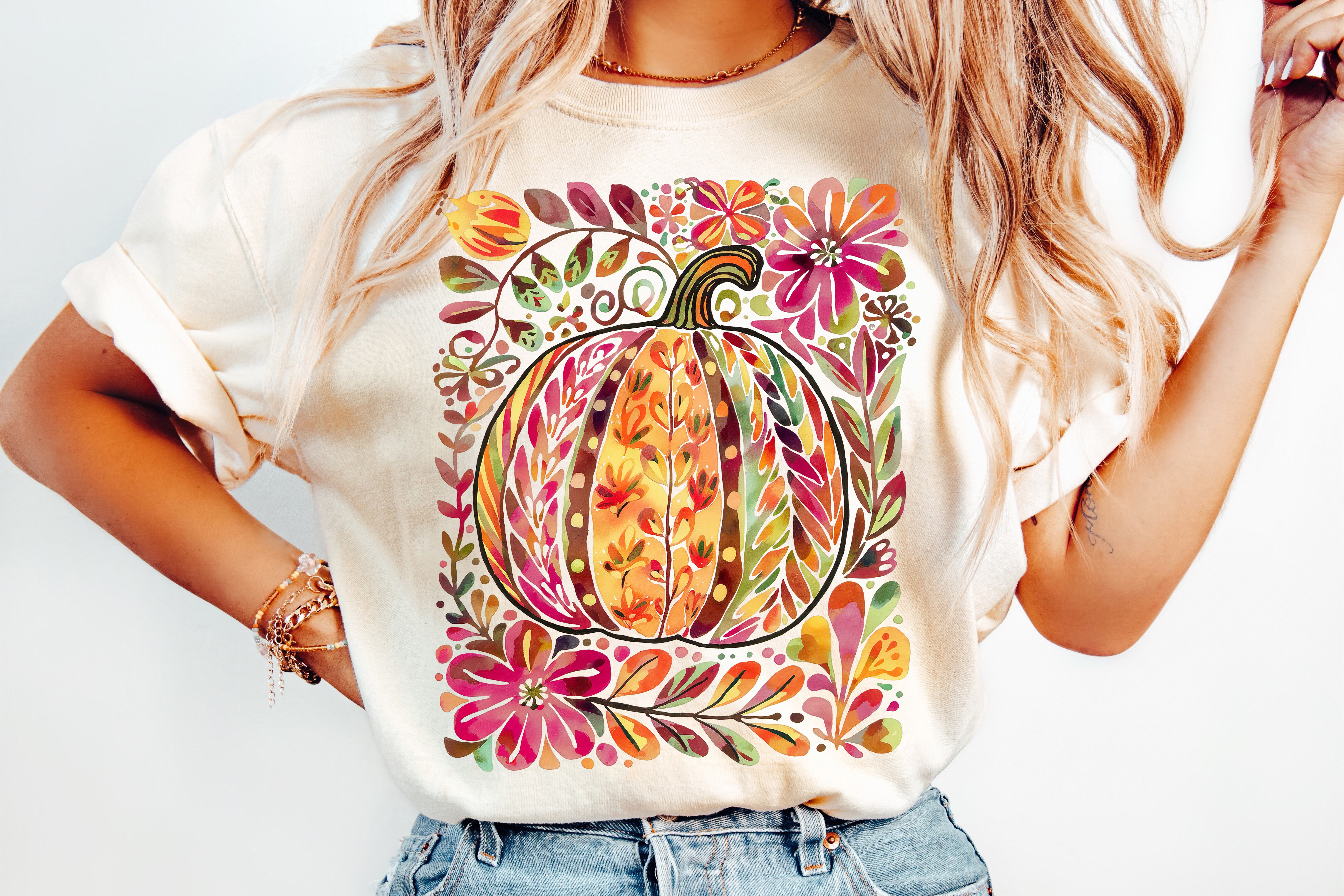 Fall Floral Pumpkin Png, Boho Fall Png Graphic by TheRuralArtisan ...