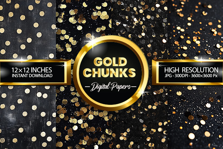 Gold Chunks Digital Papers Graphic by Hurairagraphics · Creative Fabrica