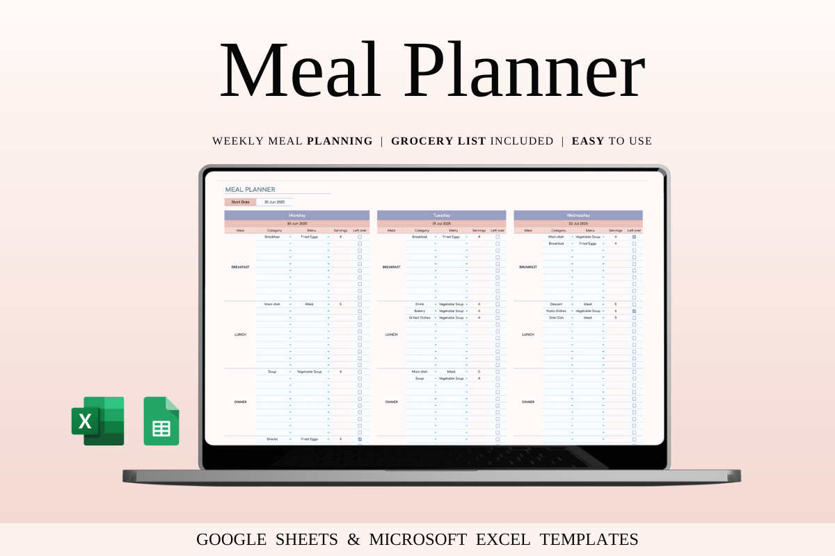 Meal Planner Template for Google Sheets