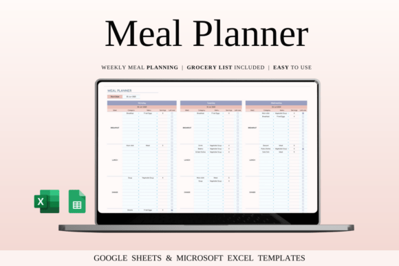 Meal Planner Template for Google Sheets Graphic Graphic Templates By SpreadsheetsHub