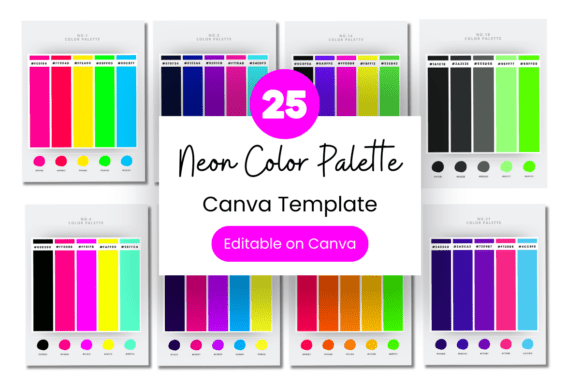 Neon Canva color palette template with hex codes