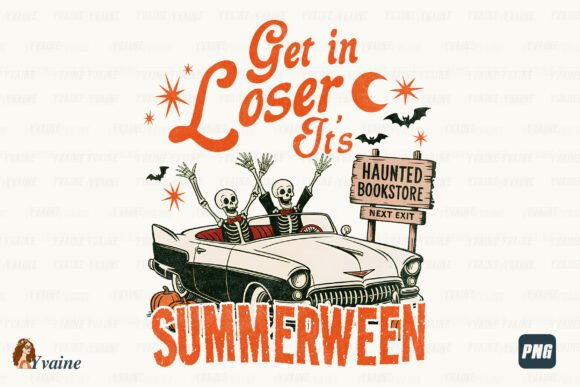 Summerween Get in Loser Skeletons PNG Graphic T-shirt Designs By Yvaine