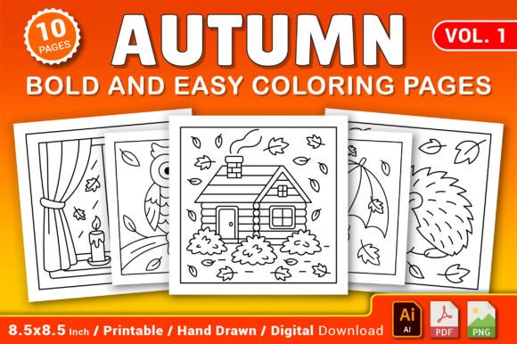 Autumn Bold and Easy Coloring Pages