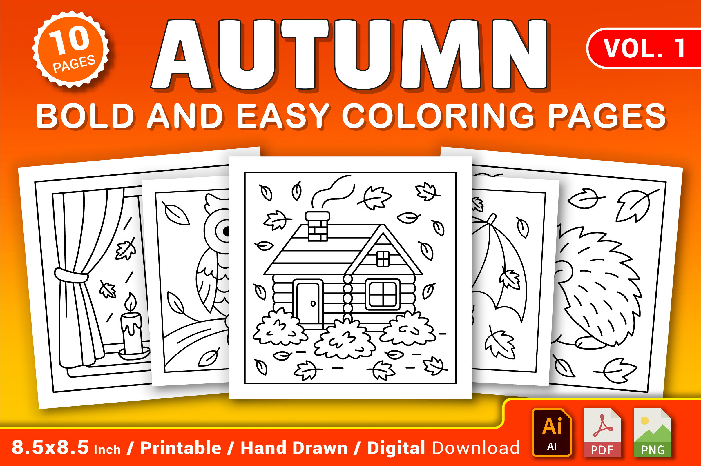 Autumn Bold and Easy Coloring Pages