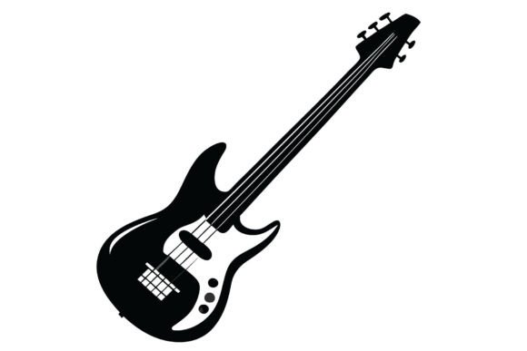 Black and White Bass Guitar Illustration Graphic Crafts By rabiulalam97677