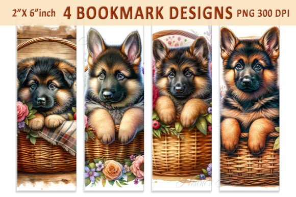Dog in Flowers Printable Bookmarks Png Graphic Print Templates By Helene's store