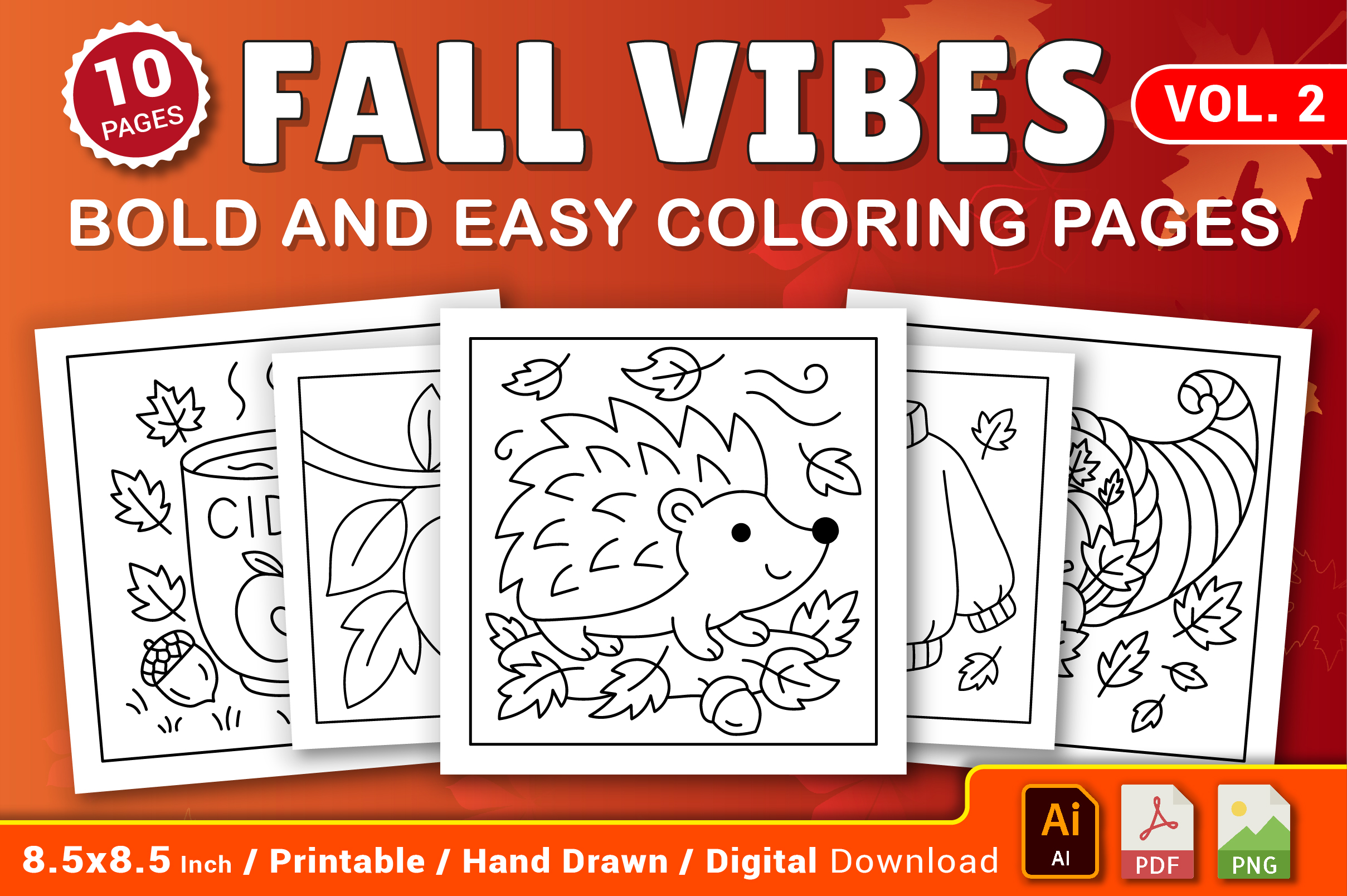 Fall Vibes Bold and Easy Coloring Pages