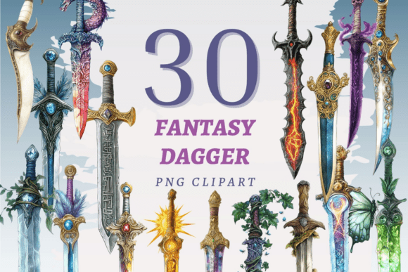 Fantasy Dagger PNG Bundle Graphic by SapphireDreamscape · Creative Fabrica