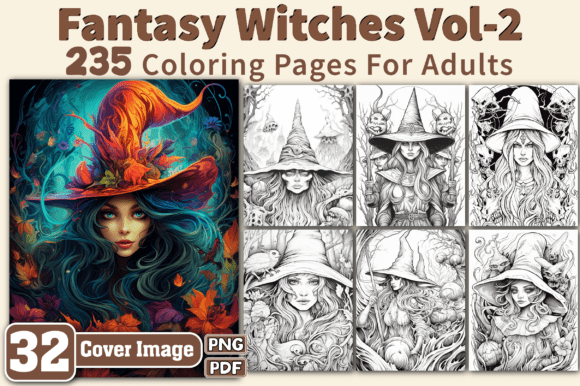 Fantasy Witches Coloring Pages Adults V2