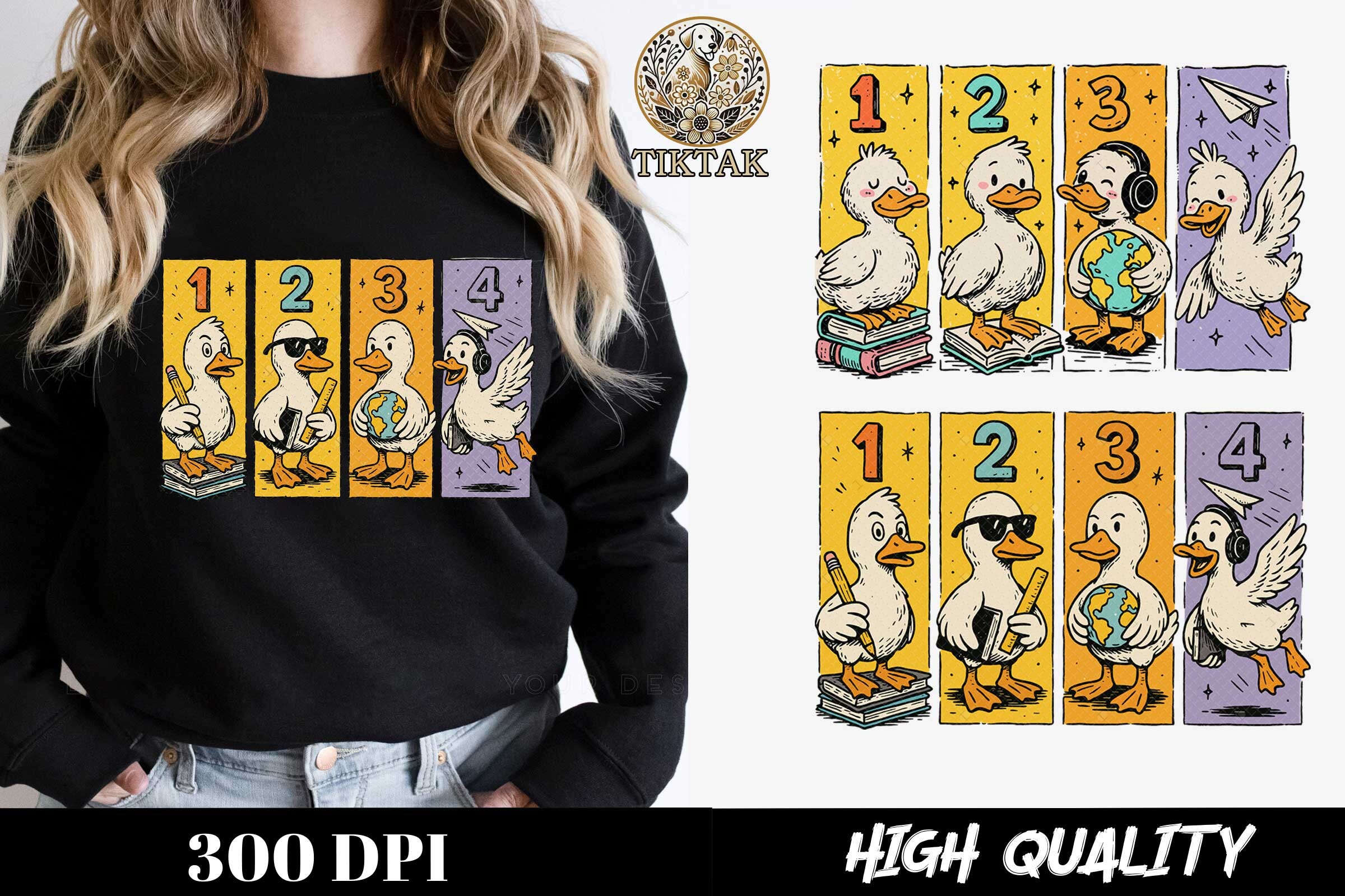 Funny School Duck Back to School Clipart Graphic by TikTac · Creative ...