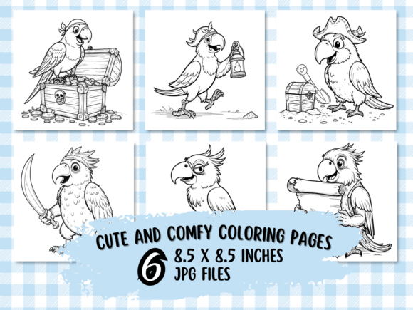 Kawaii Pirate Parrot Coloring Book