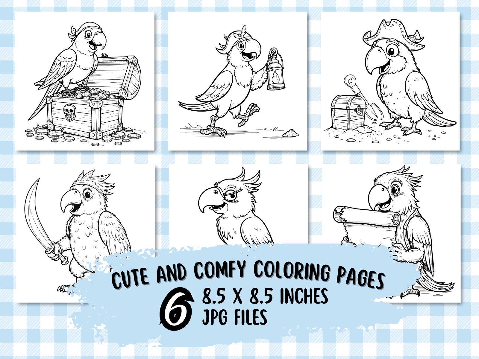 Kawaii Pirate Parrot Coloring Book