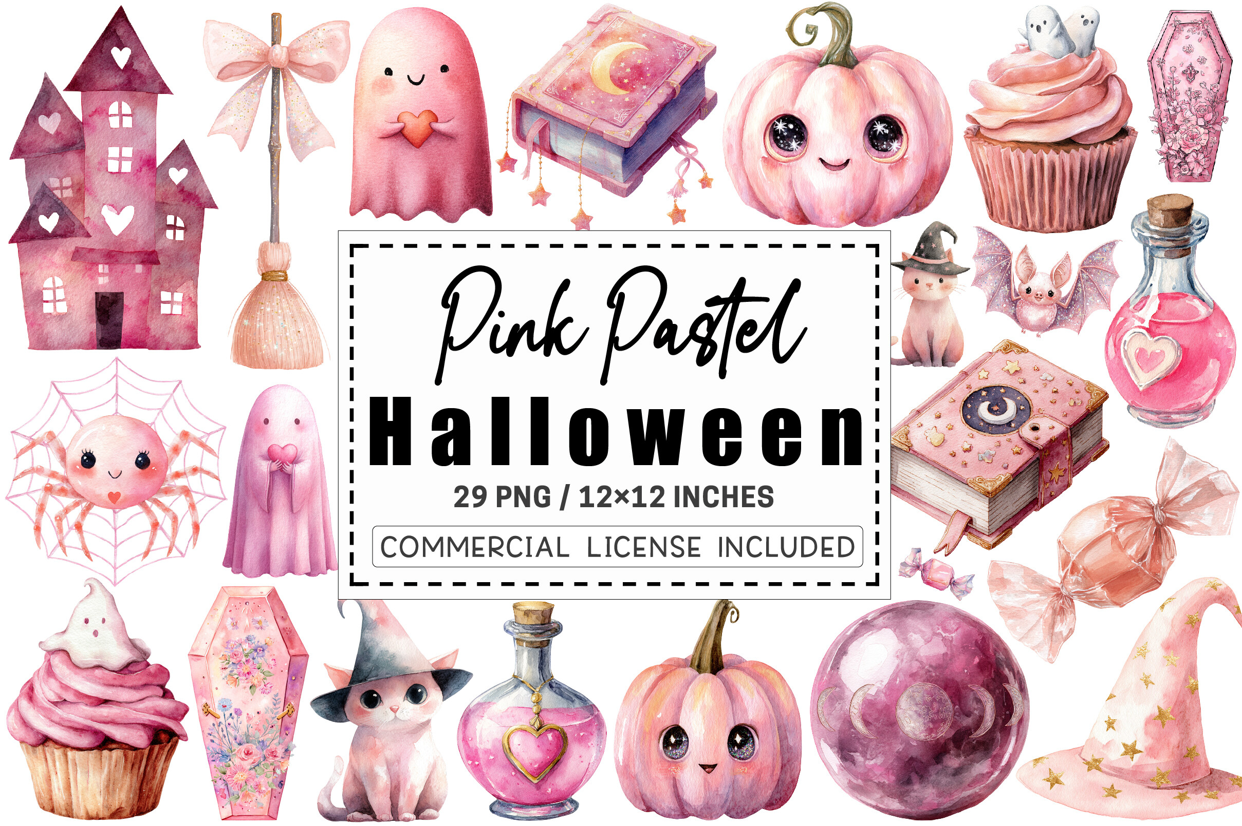 Pink Pastel Halloween Clipart. Graphic by CitraGraphics · Creative Fabrica
