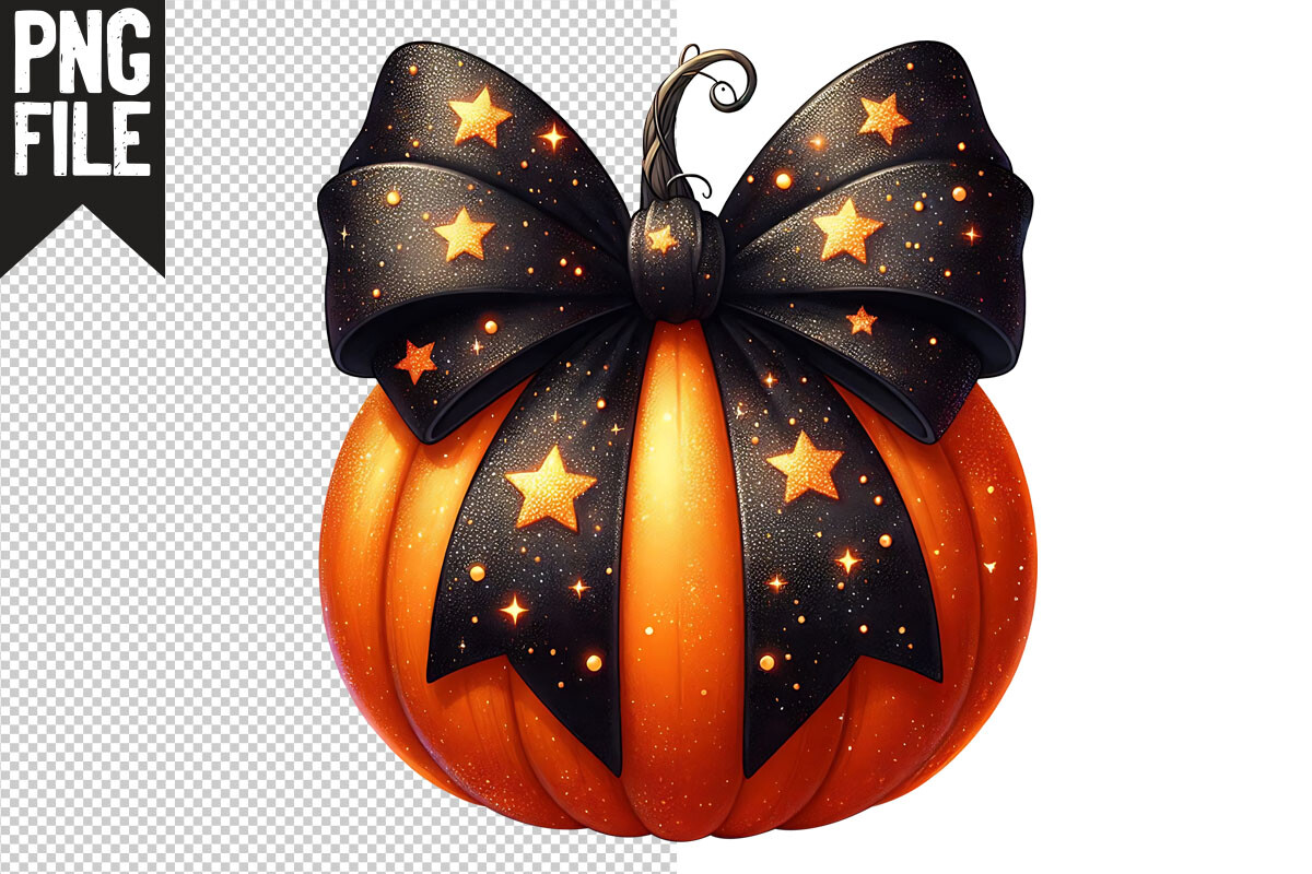 Pumpkin Stars Bow PNG Clipart Graphic by Samira777 · Creative Fabrica