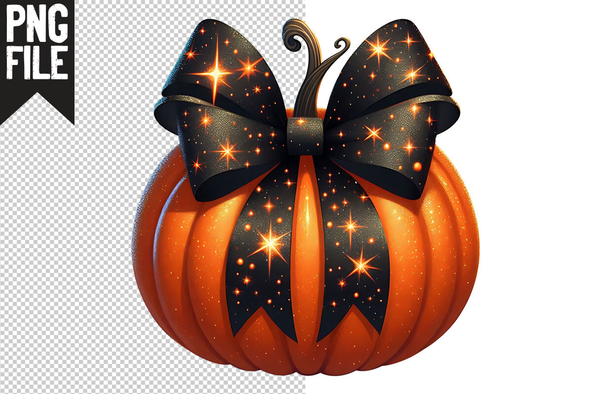Pumpkin Stars Bow PNG Clipart Graphic by Samira777 · Creative Fabrica