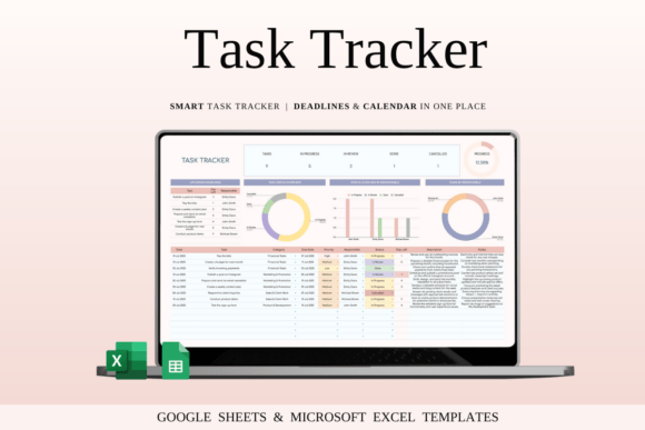 Task Tracker Template Spreadsheet Excel Graphic by SpreadsheetsHub ...