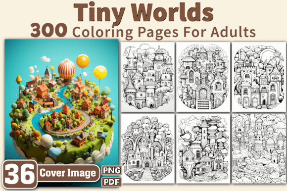 Tiny Worlds Coloring Pages for Adults