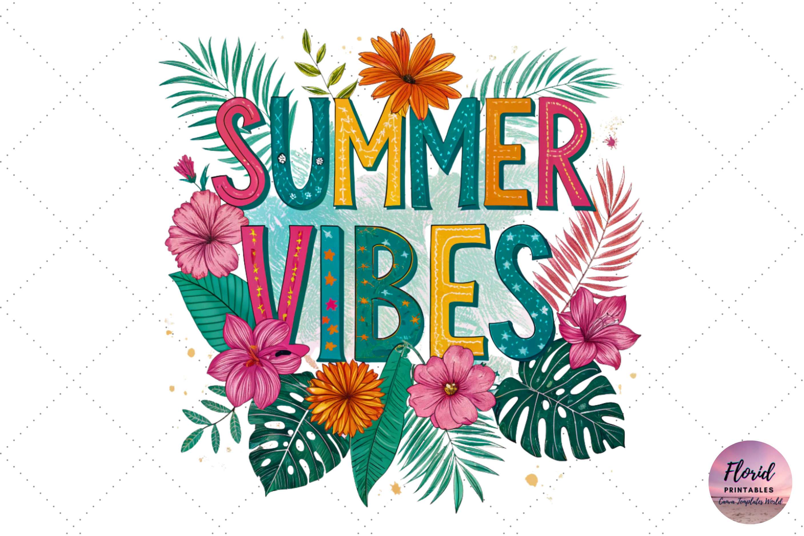Vibrant Retro Summer Vibes PNG Graphic by Florid Printables · Creative ...