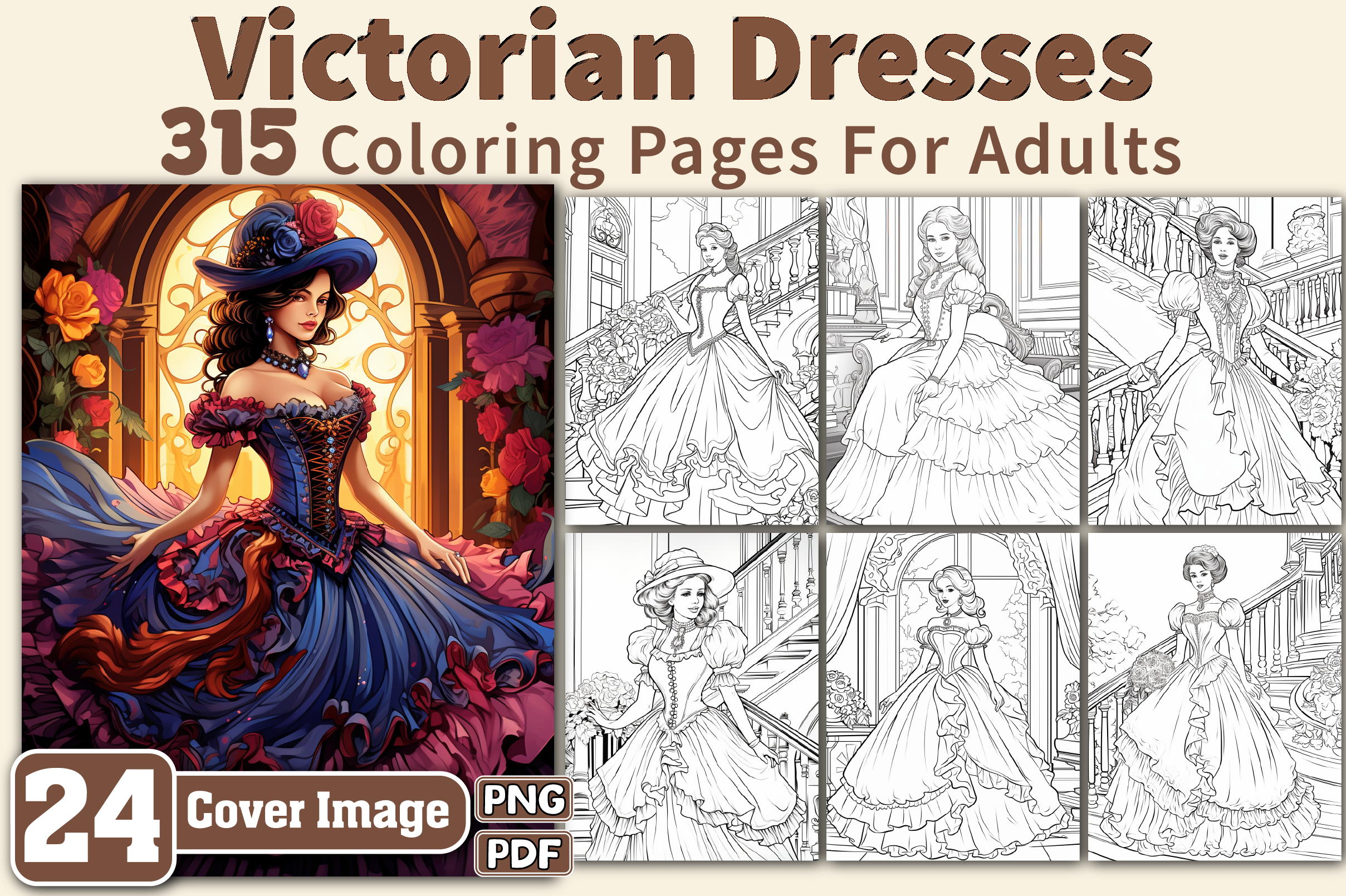 Victorian Dresses Coloring Pages Adults