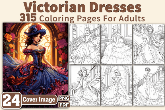 Victorian Dresses Coloring Pages Adults