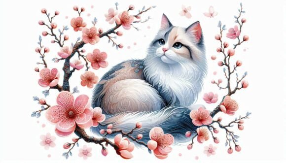 🖍️ Acrylic Cat Sitting Gracefully Near