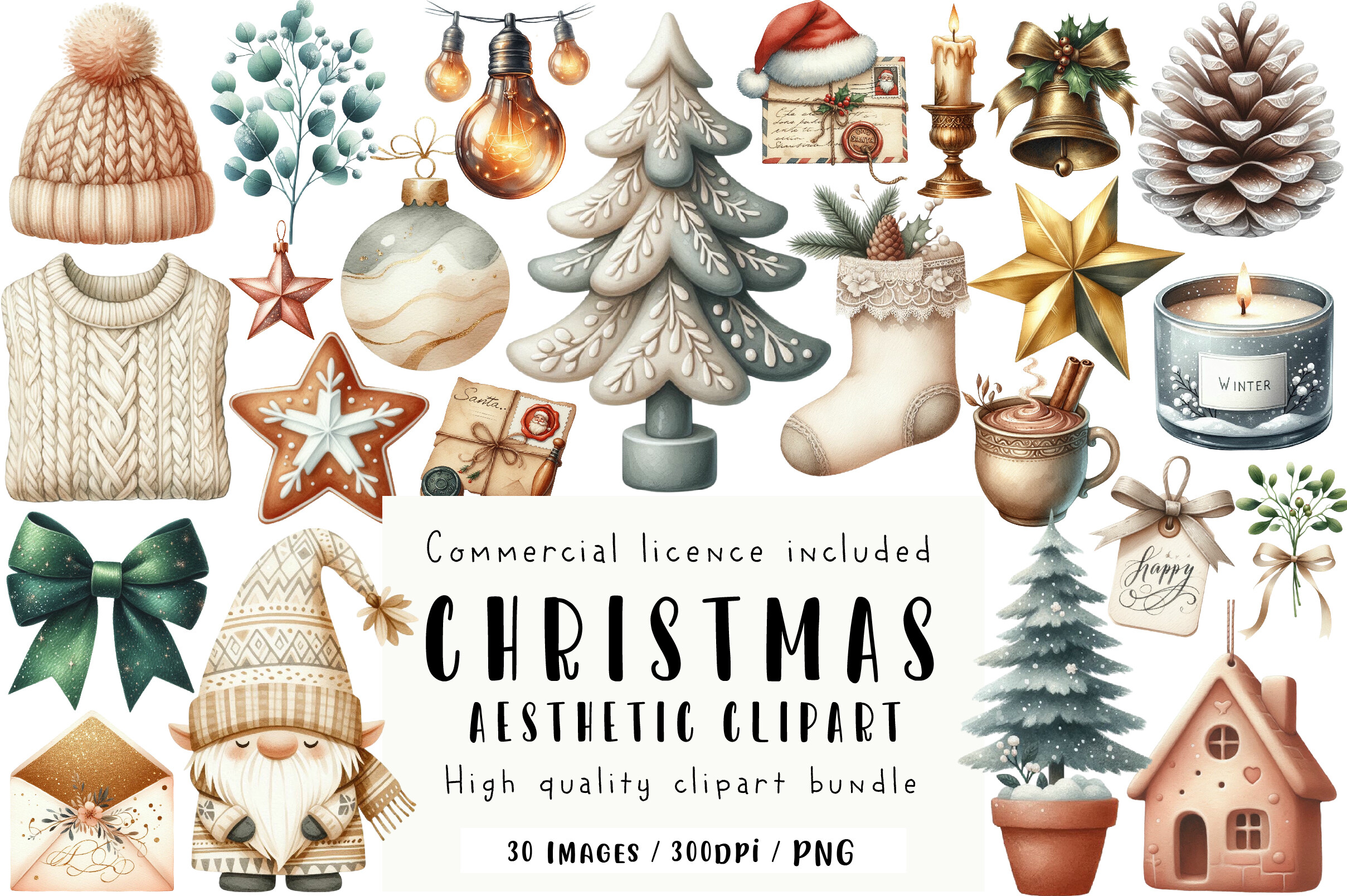 Aesthetic Christmas Clipart Graphic by Dreamshop · Creative Fabrica