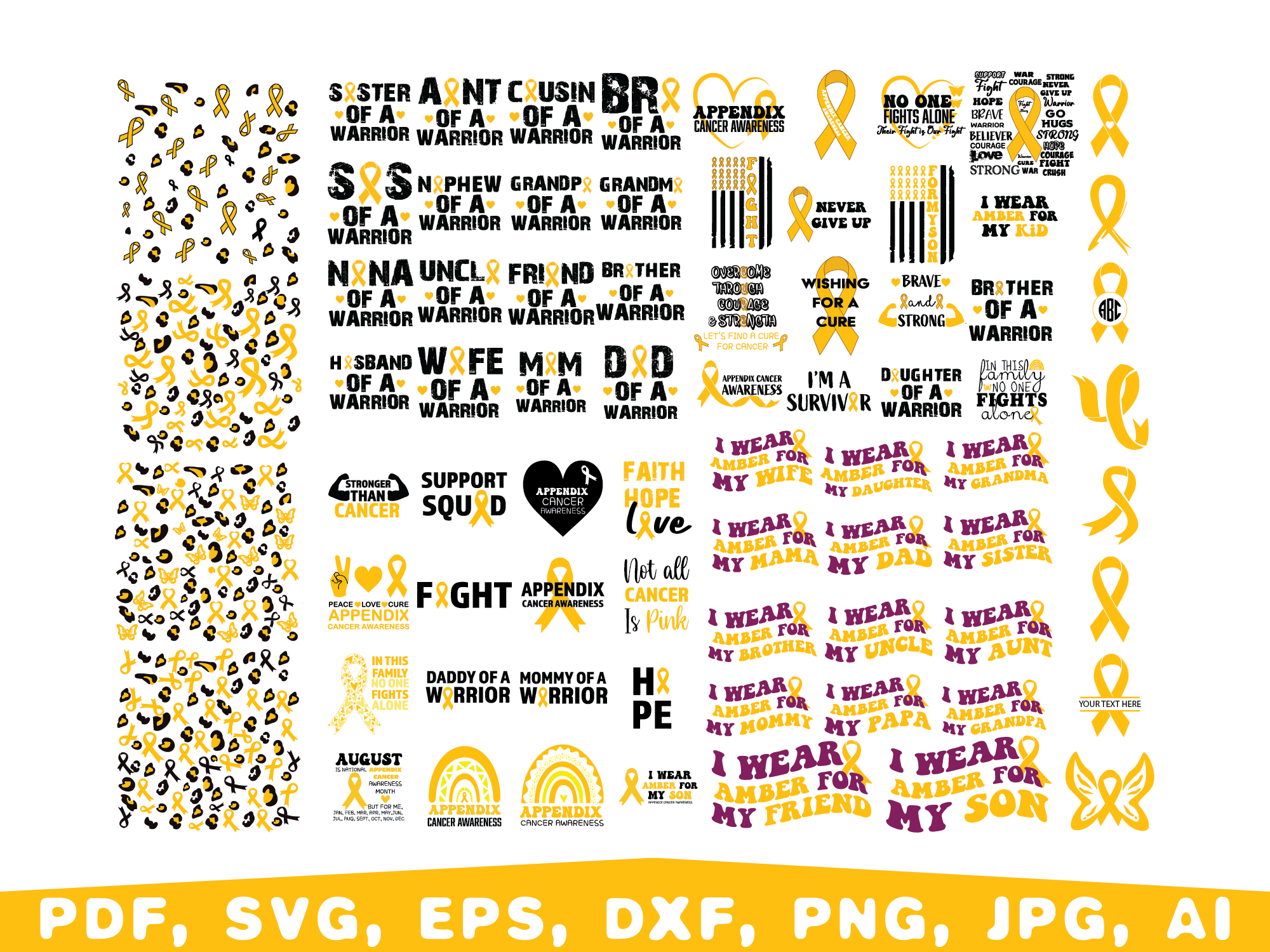 Appendix Cancer Awareness, Amber Ribbon Graphic by bluediamond ...