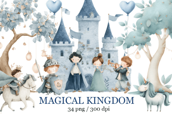 Blue Kingdom Magical Kingdom Watercolor