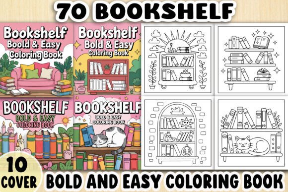 Preview of Book Shelf Bold And Easy Coloring Book coloring pages for adults