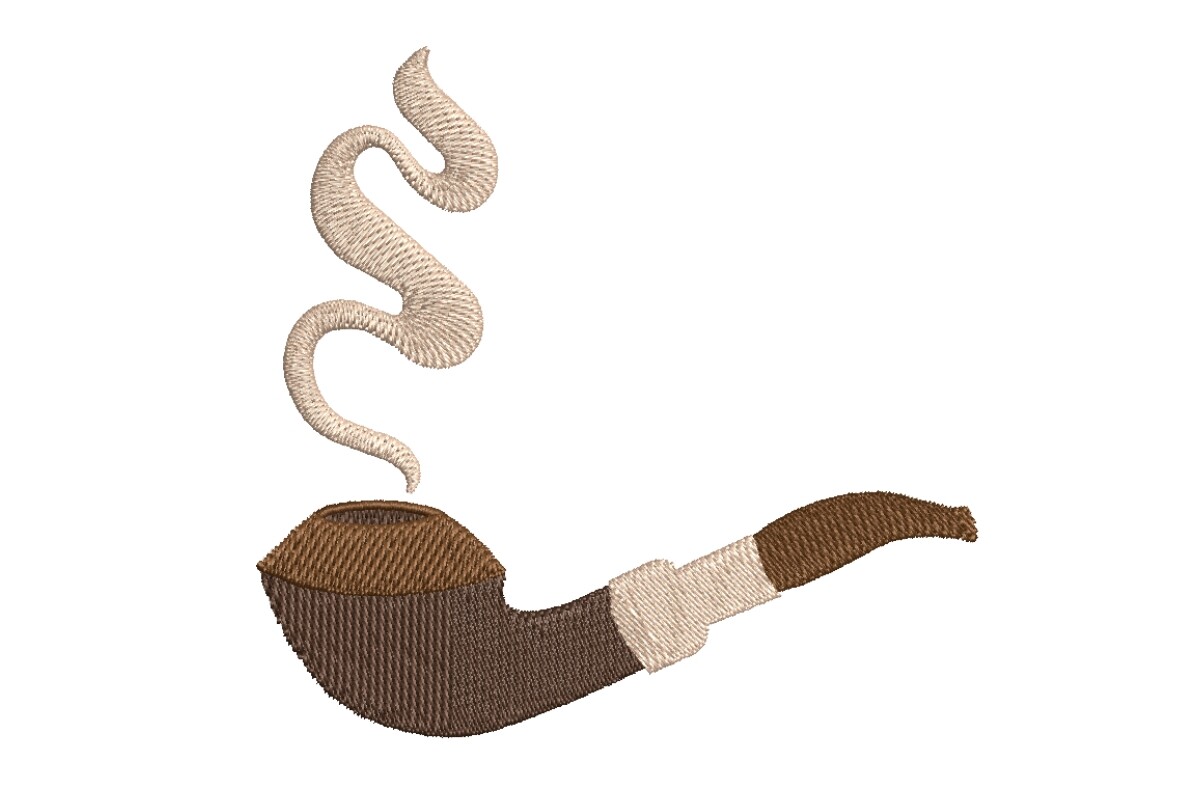 Classic Smoking Pipe with Smoke Embroidery Design