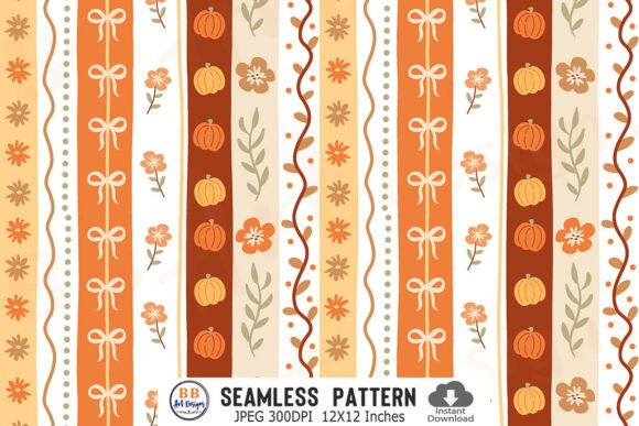 Coquette Fall Pattern Pumpkin Floral Bow