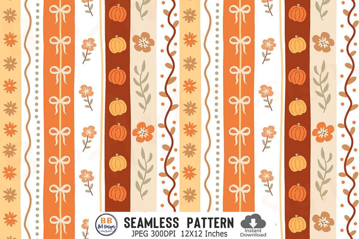 Coquette Fall Pattern Pumpkin Floral Bow