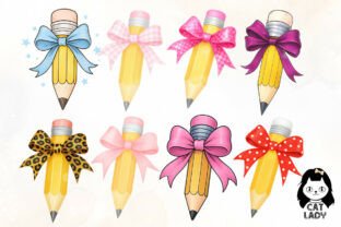 Coquette Pencil Bow School Clipart Graphic by Cat Lady · Creative Fabrica