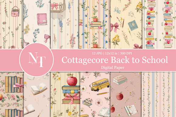 Cottagecore Back to School Digital Paper Graphic by Nam Tiwa · Creative ...