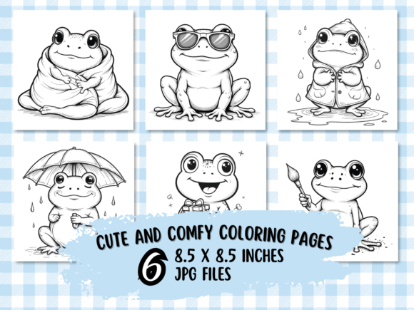 Cute Kawaii Frog Coloring Fun Gráfico Páginas y libros para colorear Por DesignScape Arts