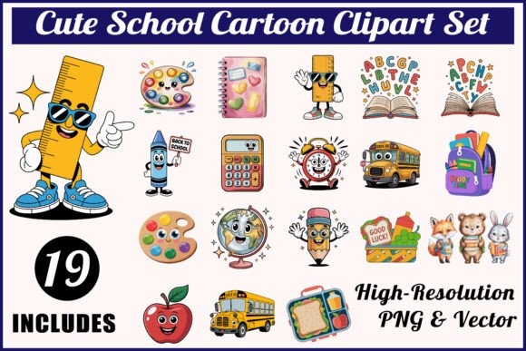 Cute School Clipart Bundle