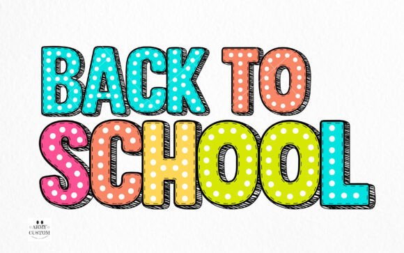 Dotted 3d Back to School Font PNG with transparent background - Preview 1