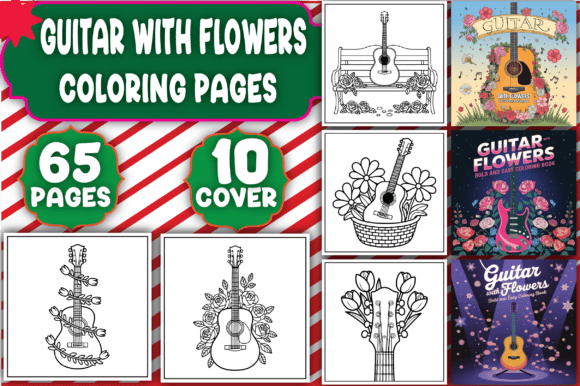 Guitar with Flowers Coloring Pages