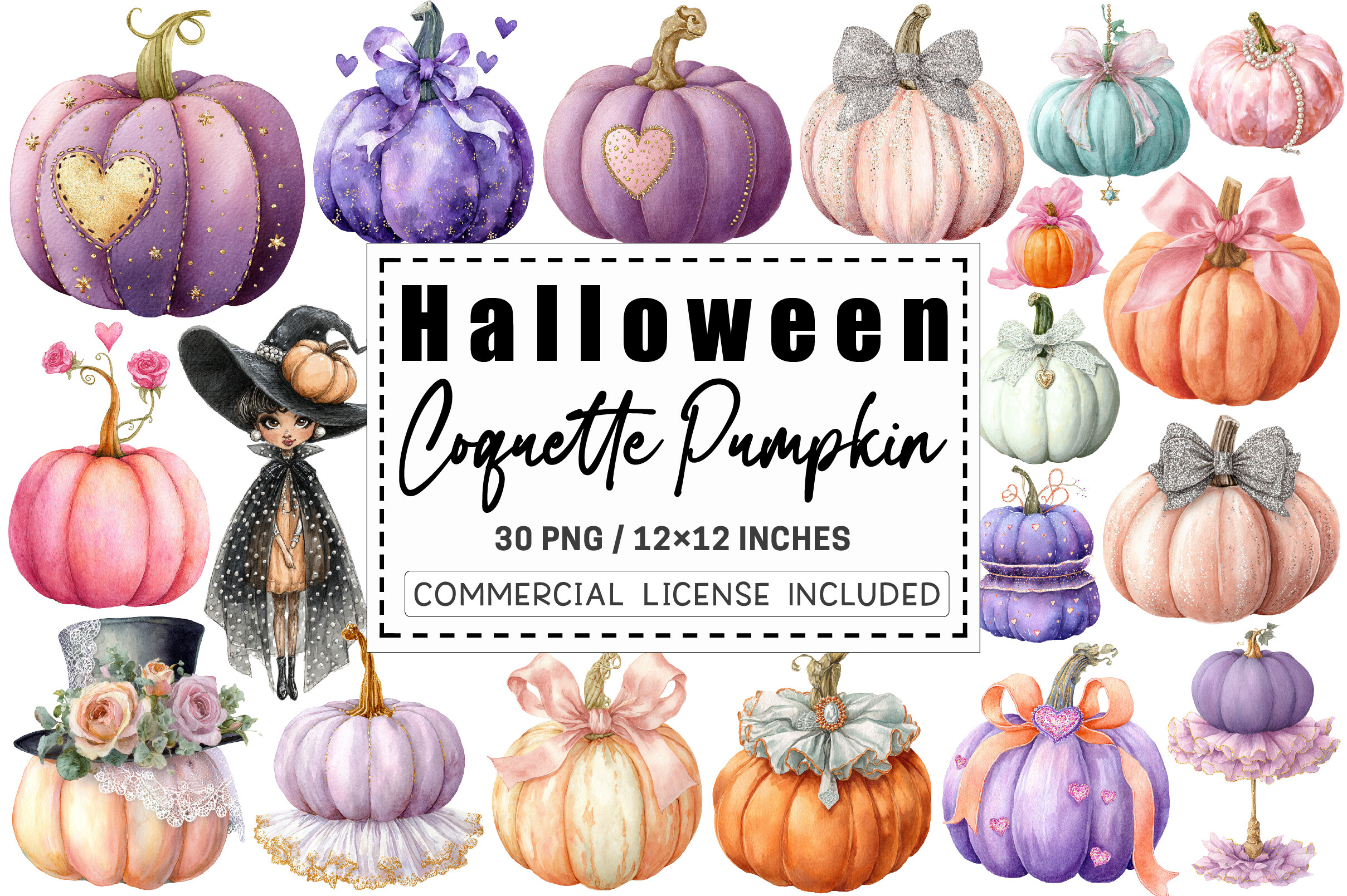 Halloween Coquette Pumpkin Clipart. Graphic by CitraGraphics · Creative ...