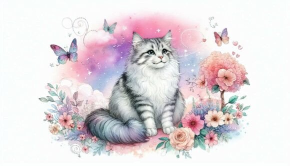 🖊️ Ink and Wash Cat Sitting in a Dreamy